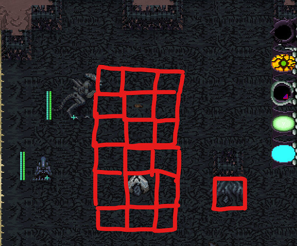 exclusion zone for traps, visualised crudely in red