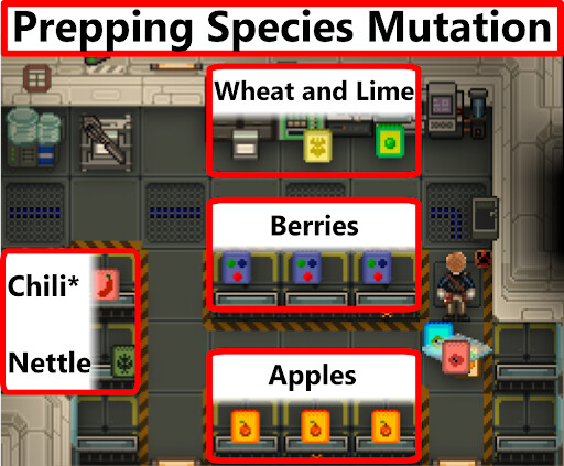 Add 10u of the Alki-Water solution to each tray then 10u radium. The alkisine forces species mutation